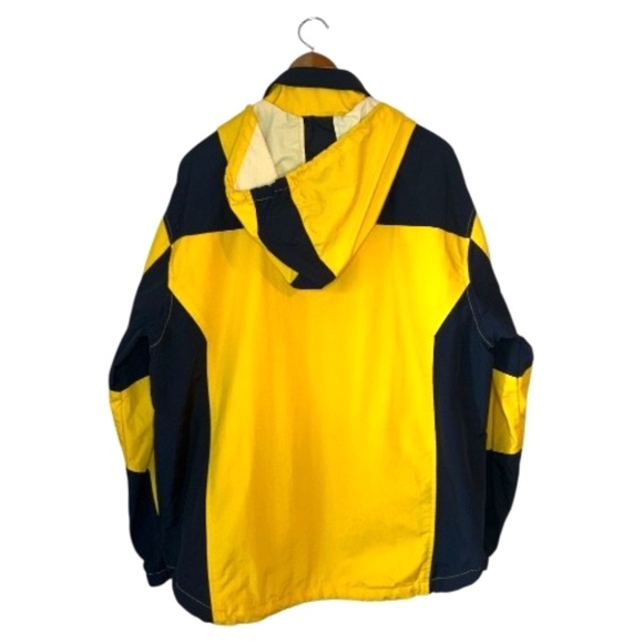 Chaps Canada Yellow & Navy Nylon Hooded Pullover Zip Colour Block Windbreaker M - Picture 2 of 7